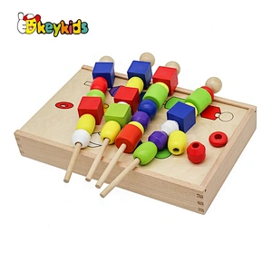 New hottest preschool kids wooden beaded game for threading W12E043