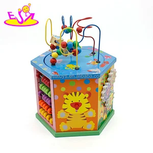 New arrival educational 6 in 1 wooden activity cube for baby W11B172
