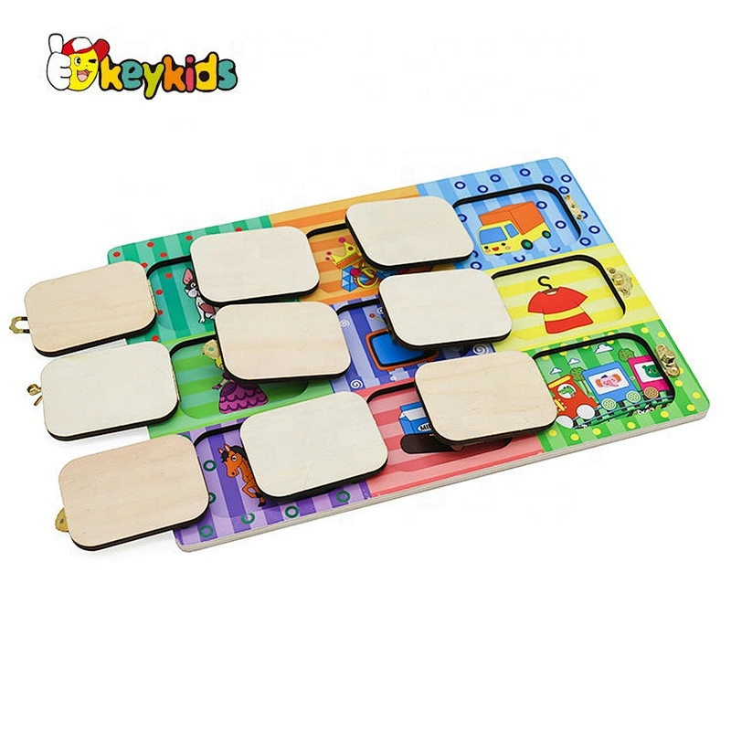 Top fashion educational wooden locks and latches board for kids W12D123