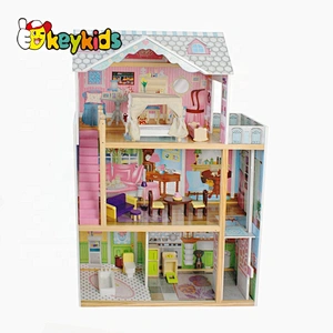 Top sale wooden kids dollhouse with elevator W06A247