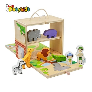 New arrived zoo playsets wooden zoo animals toys for kids W06A384