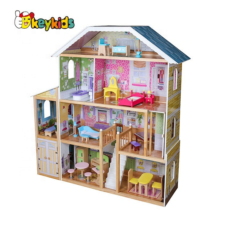 New Hottest Kids Pretend Wooden Doll House Set For Multi Play W06A358