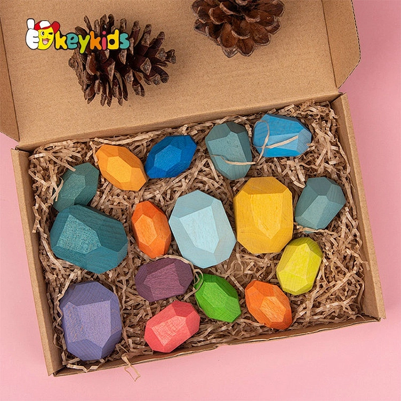 Customize 20PCS wooden stone building blocks toy for children W13D301