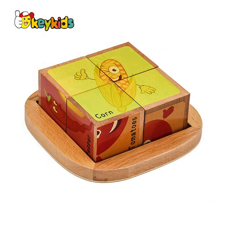 New Design Educational Wooden Puzzles Vegetable Cube For Kids W14F061