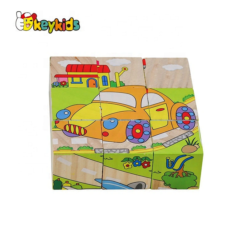 Customize 6 sides wood cube puzzle game for children W14F069