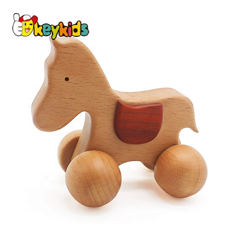 wholesale cheap baby wooden animal toy car with high quality W04A236
