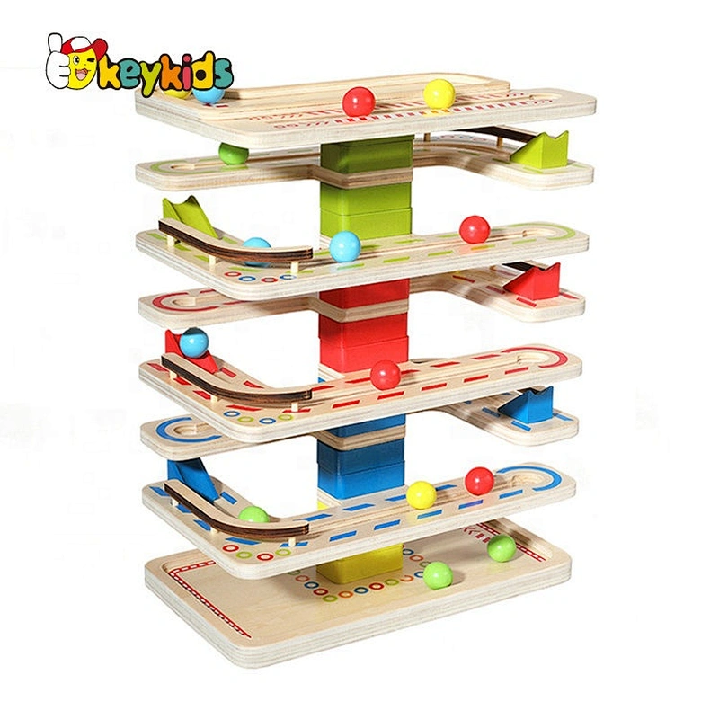 2021 New released preschool wooden marble track toy for children W04E114