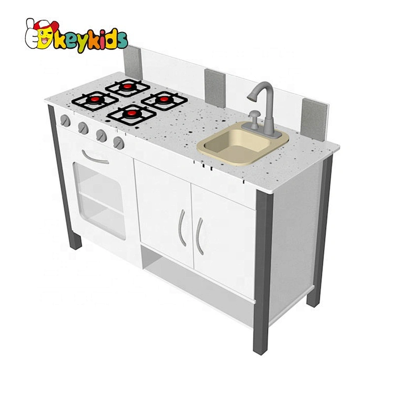 New design interactive Musical Pretend Play kids wooden toy kitchen with real water W10C633