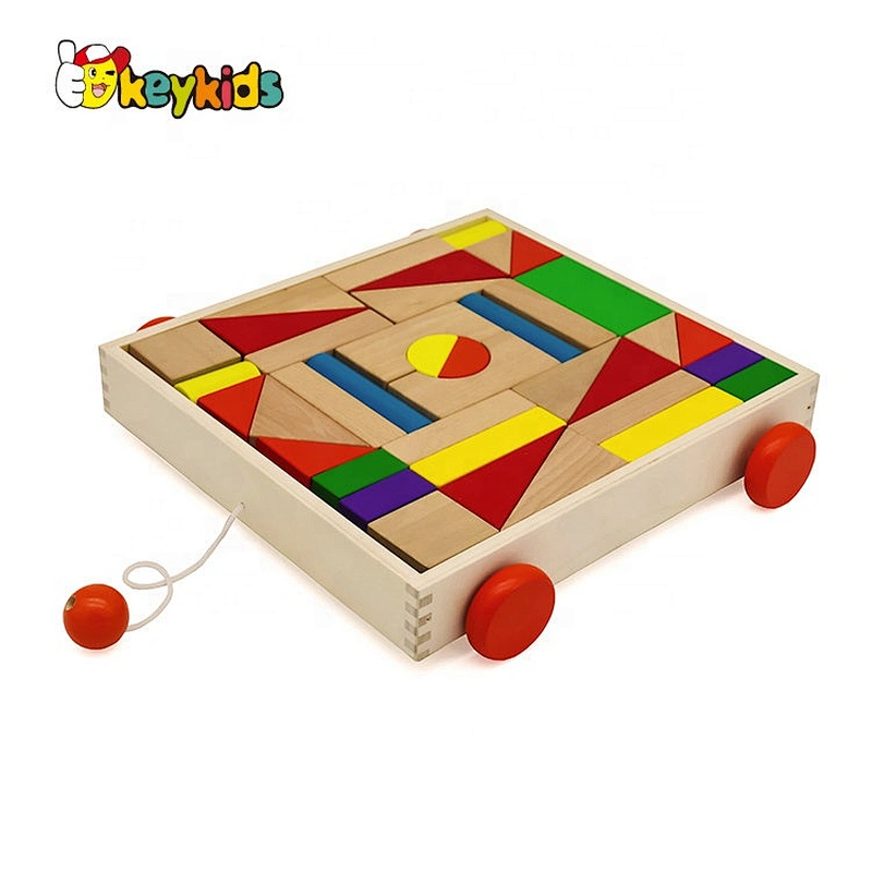 2019 High quality colorful wooden toy block car for children W13C038