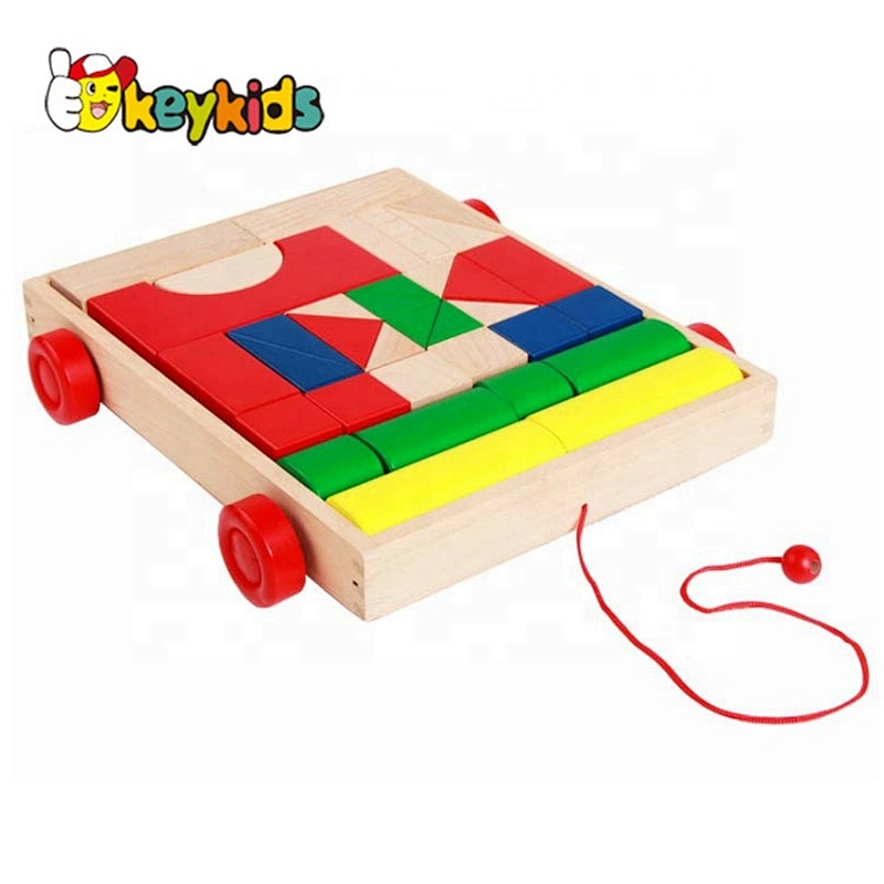 2019 Top sale classic kids wooden pull wagon for wholesale W13C036