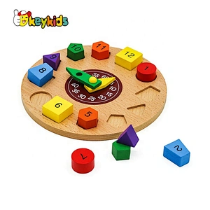 New hottest early teaching wooden shape sort clock for kids W14K055
