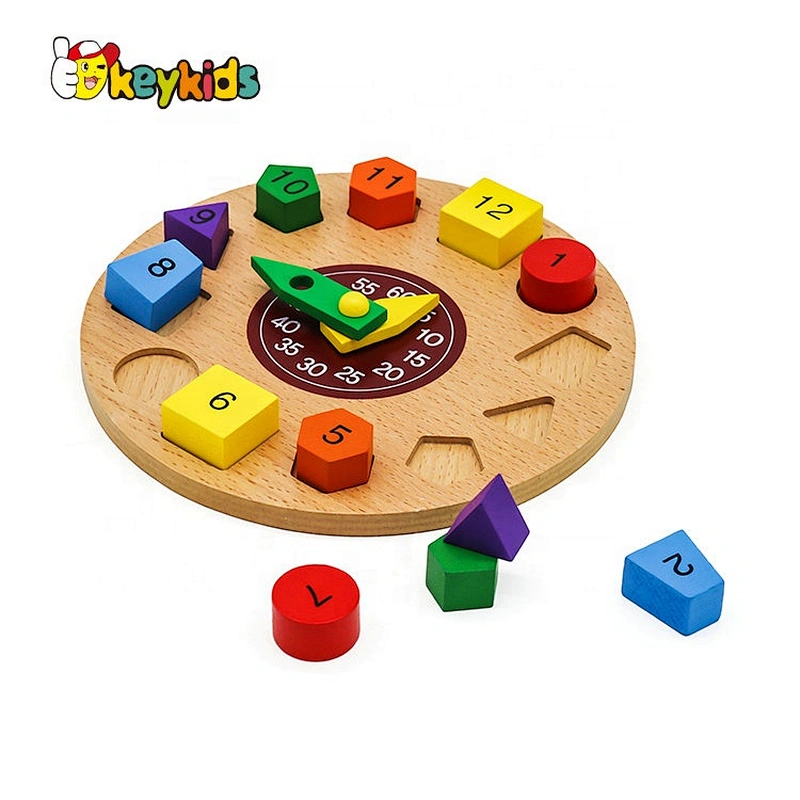 New hottest early teaching wooden shape sort clock for kids W14K055