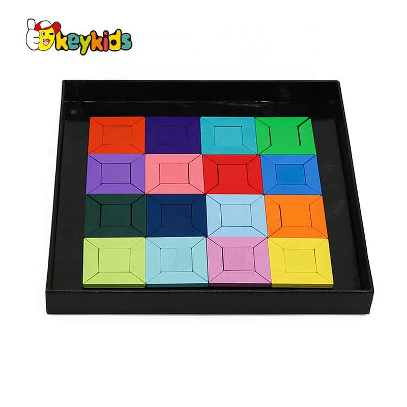 2021 Hot selling colored wooden shaped jigsaw puzzles for kids W14A255