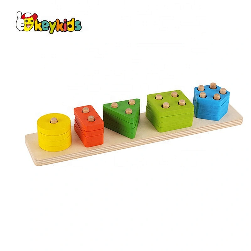 2020 New arrival stacking wooden geometric shape blocks for children W13D241