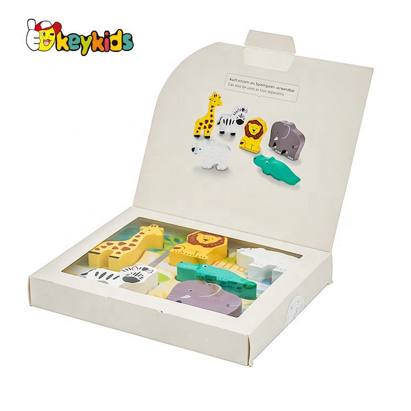 Custom educational wooden zoo animals puzzle for kids W14D089