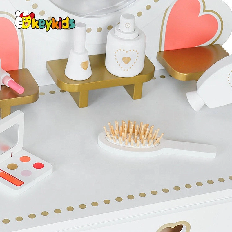 2021 New released girls white wooden toy makeup table for wholesale W08H102B