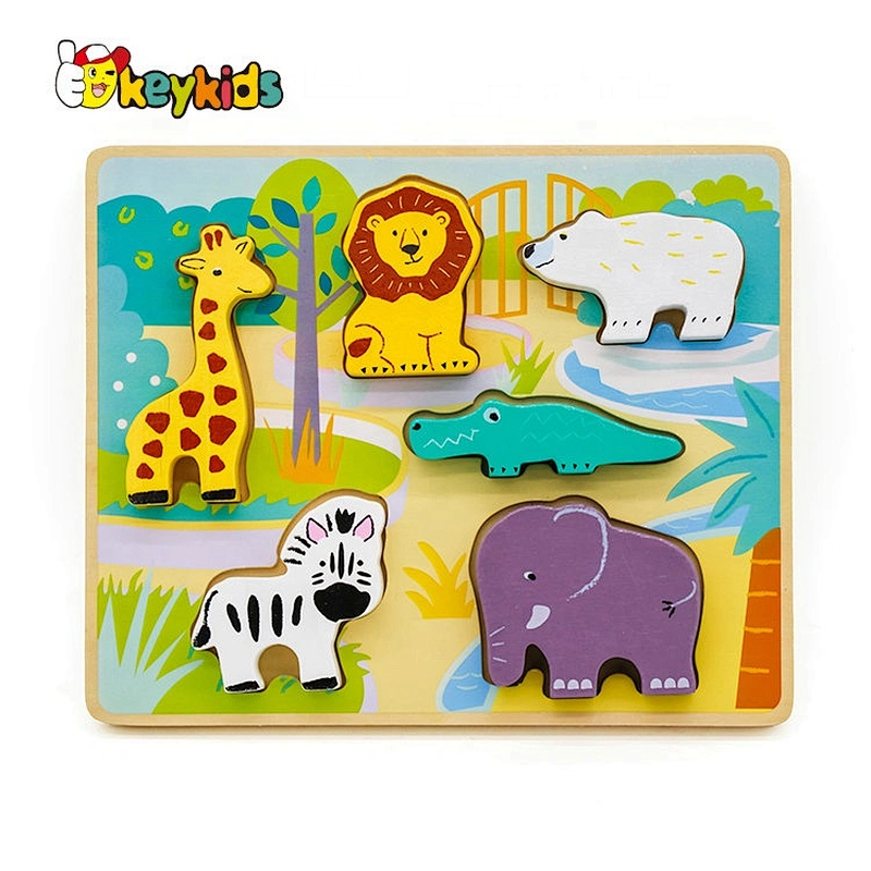 Custom educational wooden zoo animals puzzle for kids W14D089
