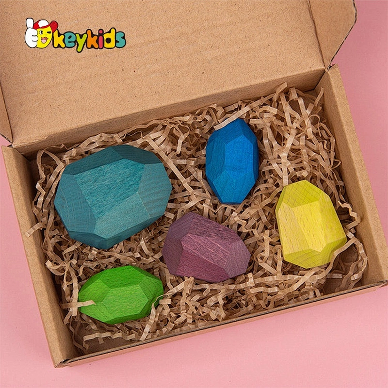 Customize 20PCS wooden stone building blocks toy for children W13D301