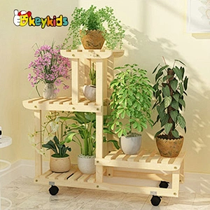 wholesale brown wooden multi tier plant stand with customize W08H116