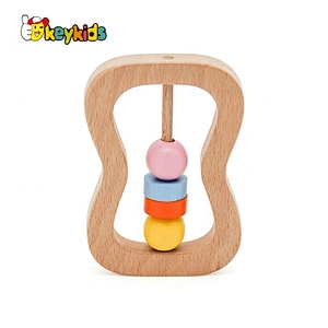 Cusomize newborn Montessori rattles toys wooden baby teether for sale W08K314
