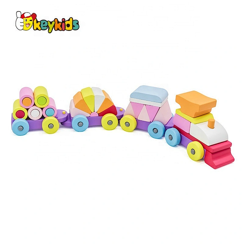 Top sale baby stacking wooden train toy for wholesale W04A392