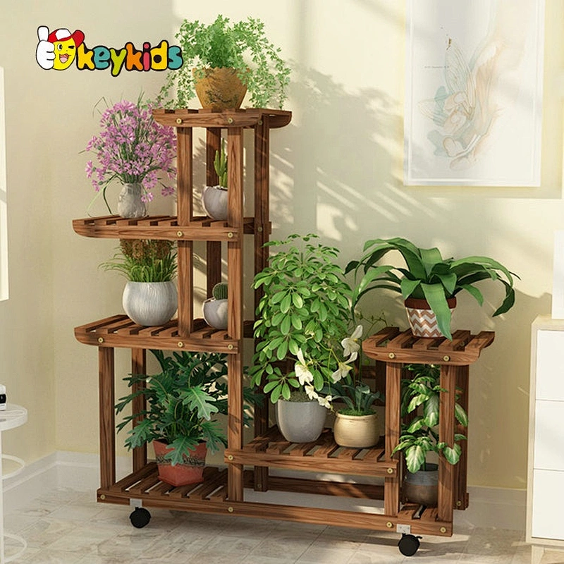 Most popular 4 layers movable wooden plant stand with low price W08H118C