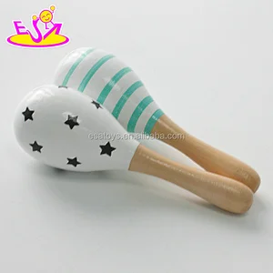 Wholesale hand painted mini wooden Mexican maracas for kids W07I128