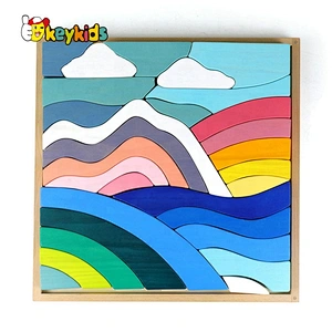2021 Customize colorful educational wooden rainbow building blocks for toddlers W14A261