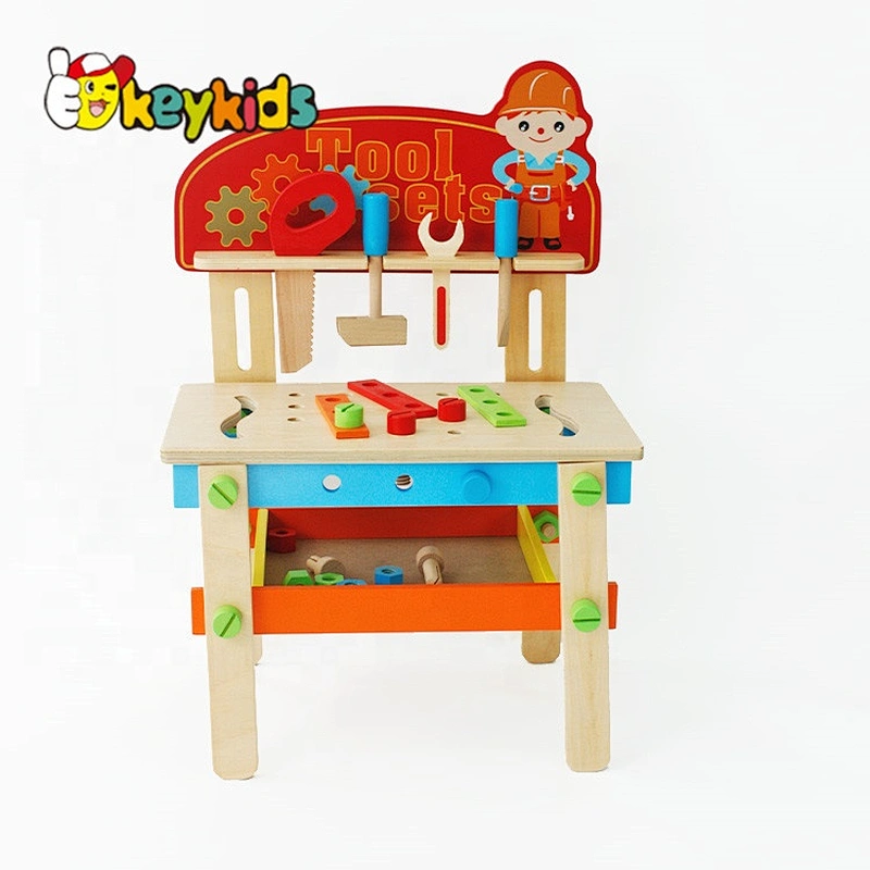 New children pretend play tool kit toys wooden kids tool bench W03D083