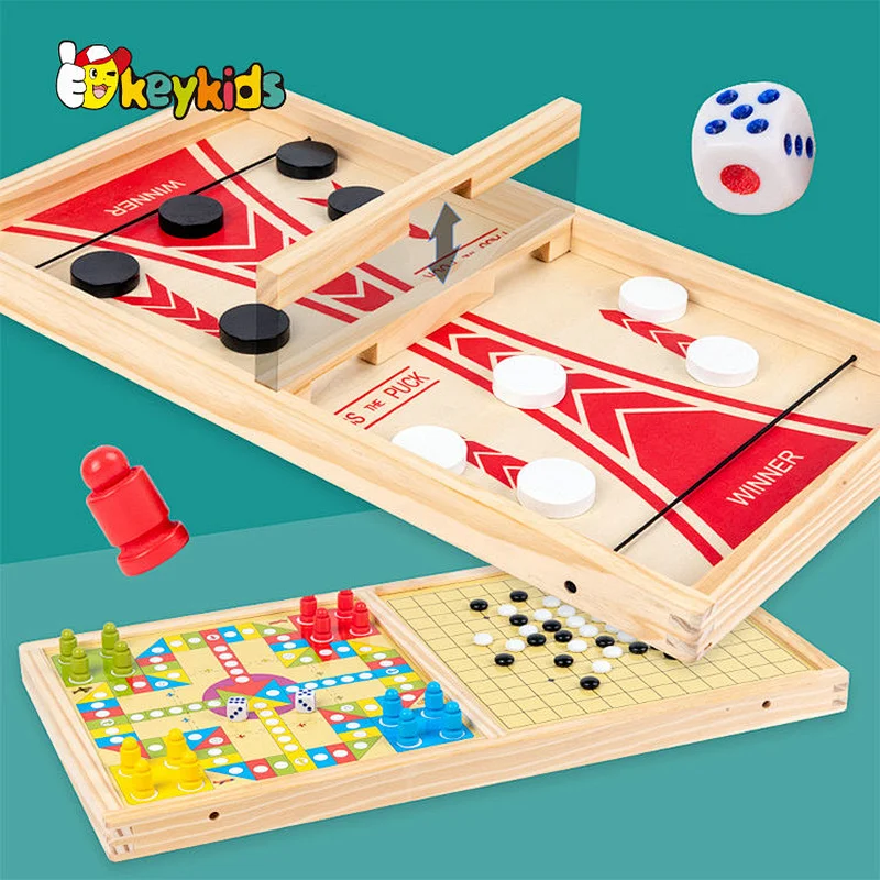 Most popular wooden 3 in 1 ejection chess for children W11A131