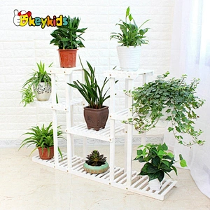 wholesale white wooden ladder plant stand for indoor outdoor W08H112B