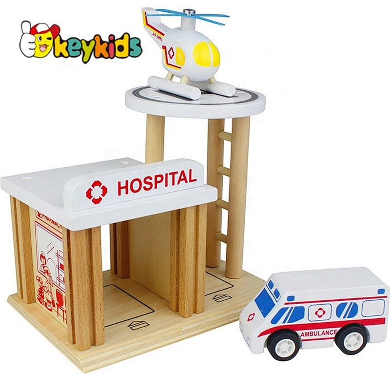 New design slide track wooden city parking toy for children W04B082