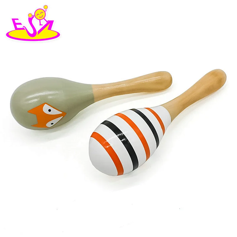 New design musical mini wooden toddler maracas for education W07I142