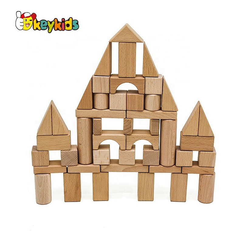 2019 Top sale 75 pieces children educational wooden building blocks for wholesale W13A177
