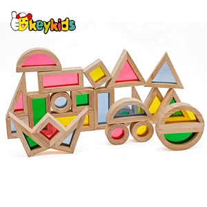 2019 Top sale 24 pieces preschool wooden rainbow blocks for wholesale W13A159