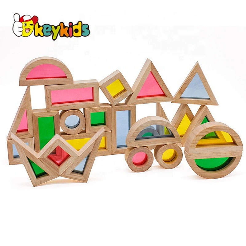 2019 Top sale 24 pieces preschool wooden rainbow blocks for wholesale W13A159