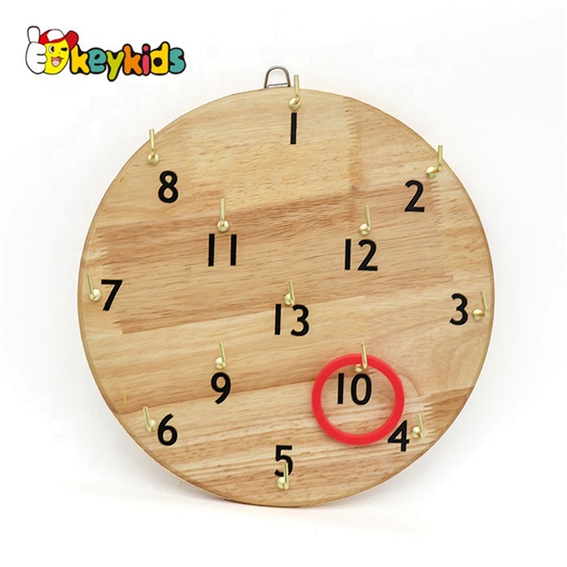 Outdoor kids wooden ring toss game with hanging board W01D019