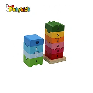 Hot selling children educational wood stacking block toys with number W13D330