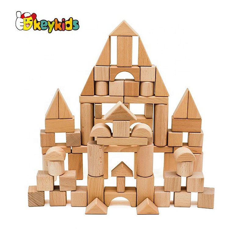 2019 Top sale 75 pieces children educational wooden building blocks for wholesale W13A177