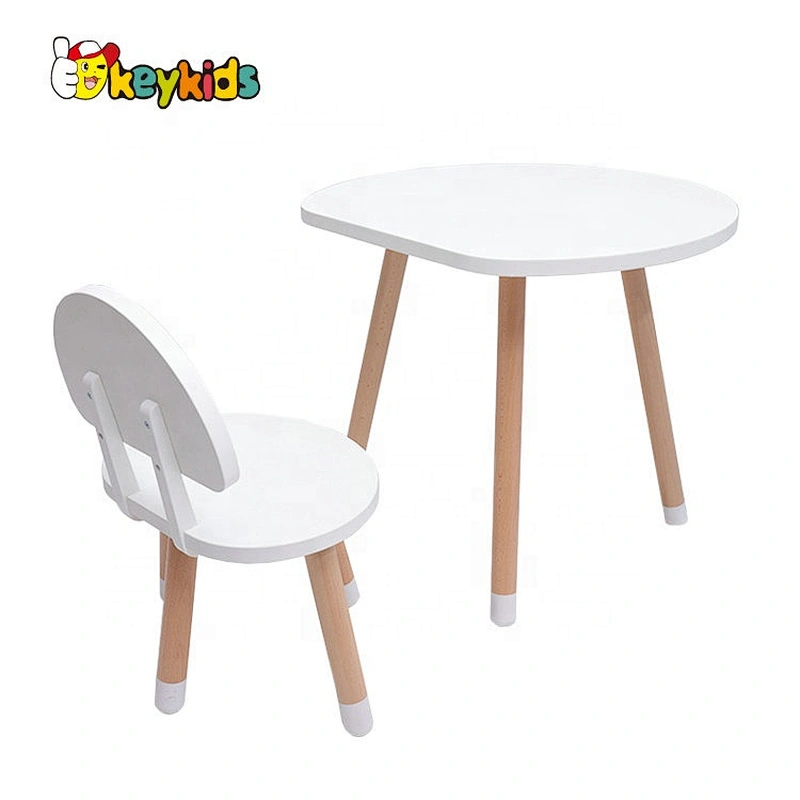 High Quality Preschool White Wooden Kids Play Table Chairs W08G271