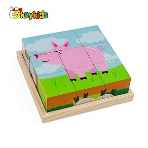 Customize educational puzzles wooden cube block for children W14F063