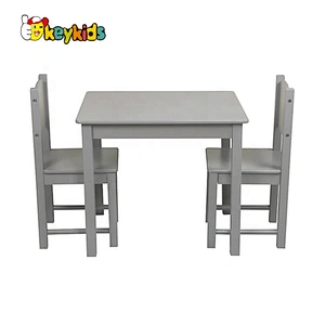 High quality grey wooden kids table and chair set with certifited W08G301A
