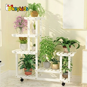 Best design multi tier wooden balcony flower rack for wholesale W08H119B