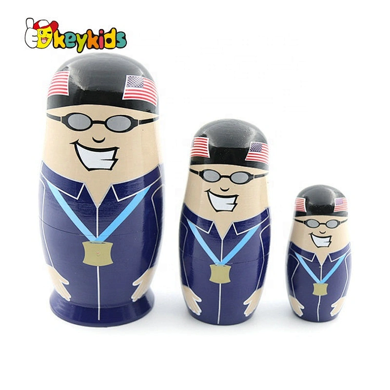 Hand painted 4 in 1 wooden russian doll inside a doll for children W06D141
