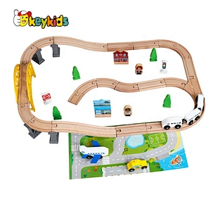 Customize kids educational wooden toy railway for toddlers W04C202