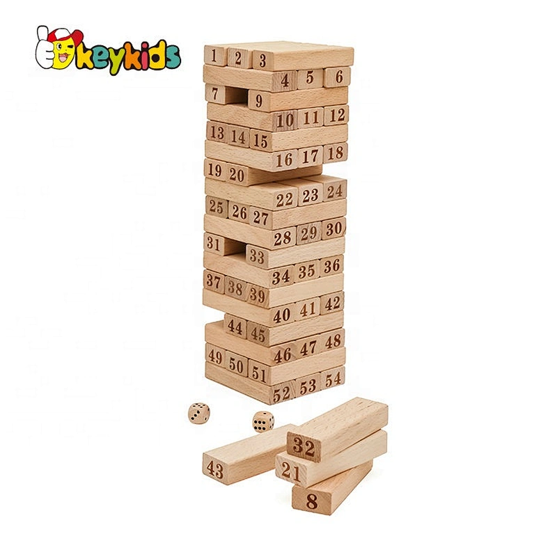 Classic kids educational wooden tumbling tower game with number W13D213