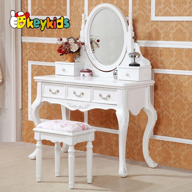 Wholesale Cheapest Wooden Toy Dressing Table With Mirror And Stool W08H017