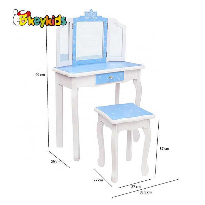 On sale children blue wooden dressing table set with mirror W08H126C
