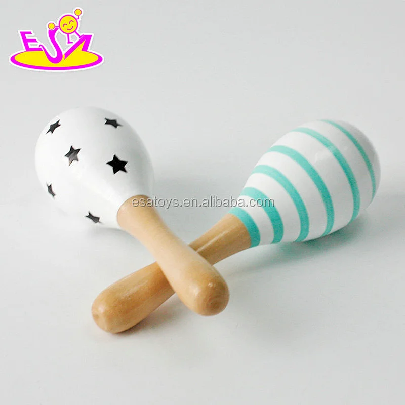 Wholesale hand painted mini wooden Mexican maracas for kids W07I128
