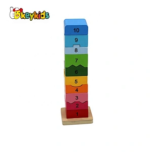 Hot selling children educational wood stacking block toys with number W13D330